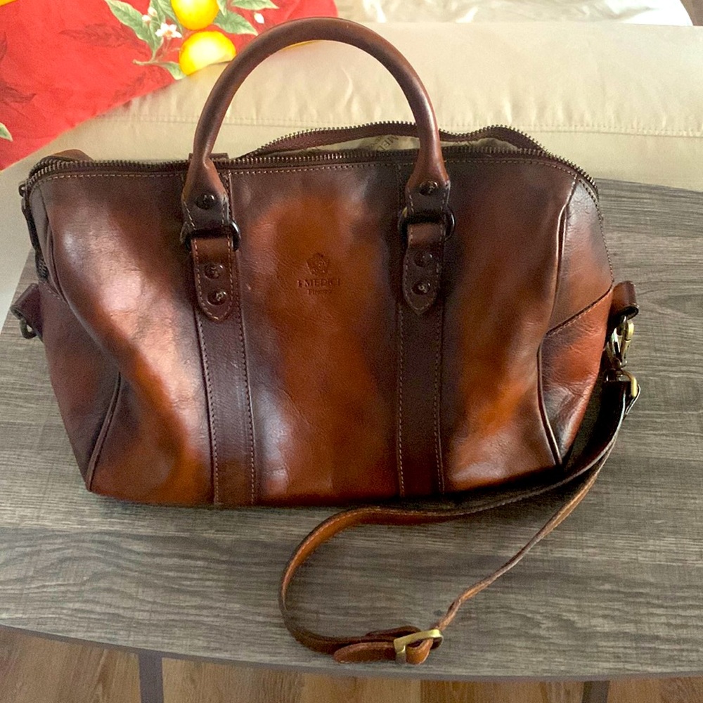 I Medici Cognac Leather Satchel